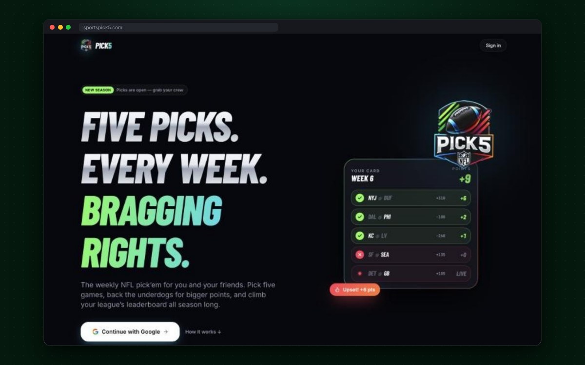 Pick 5 NFL pick'em app